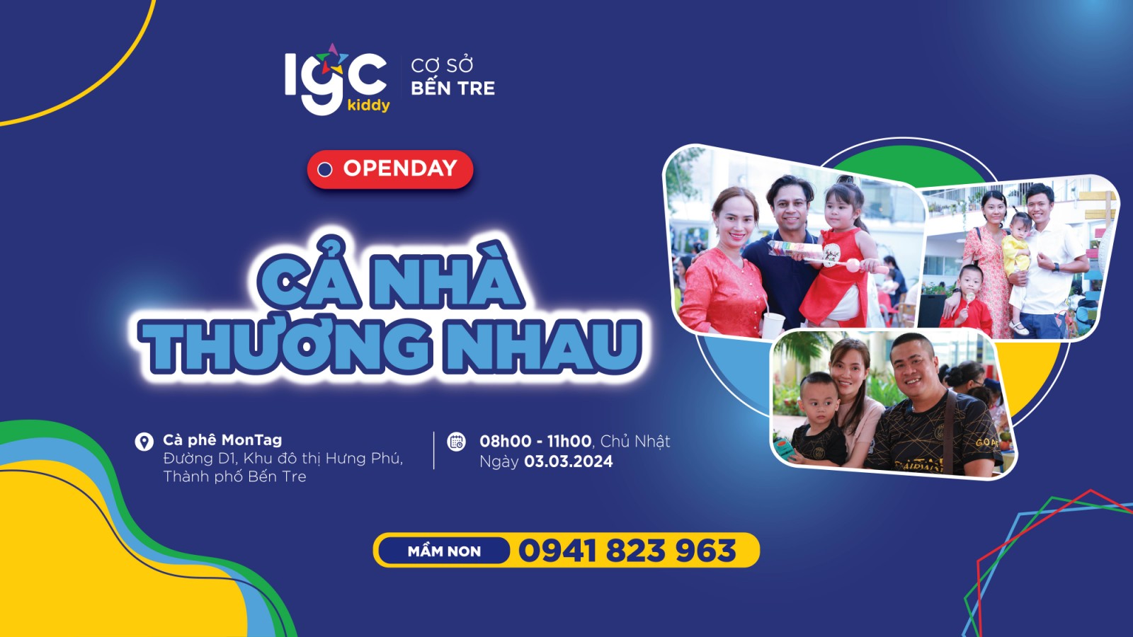 ĐĂNG KÝ THAM GIA NGAY HÔM NAY SỰ KIỆN TRẢI NGHIỆM “CẢ NHÀ THƯƠNG NHAU” CỦA TRƯỜNG MẦM NON IGC BẾN TRE BA MẸ NHÉ!